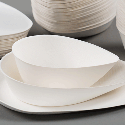Sugarcane Plates/Bowl by Sucadrop, Teardrop Small - Pack of 50
